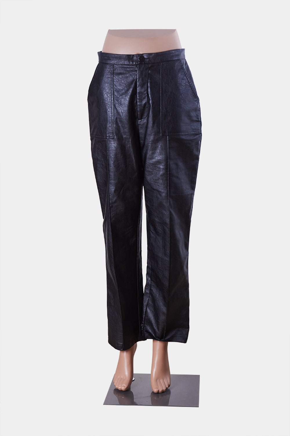 Princess Polly Black Faux Leather Pintuck Trouser