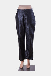 Princess Polly Black Faux Leather Pintuck Trouser