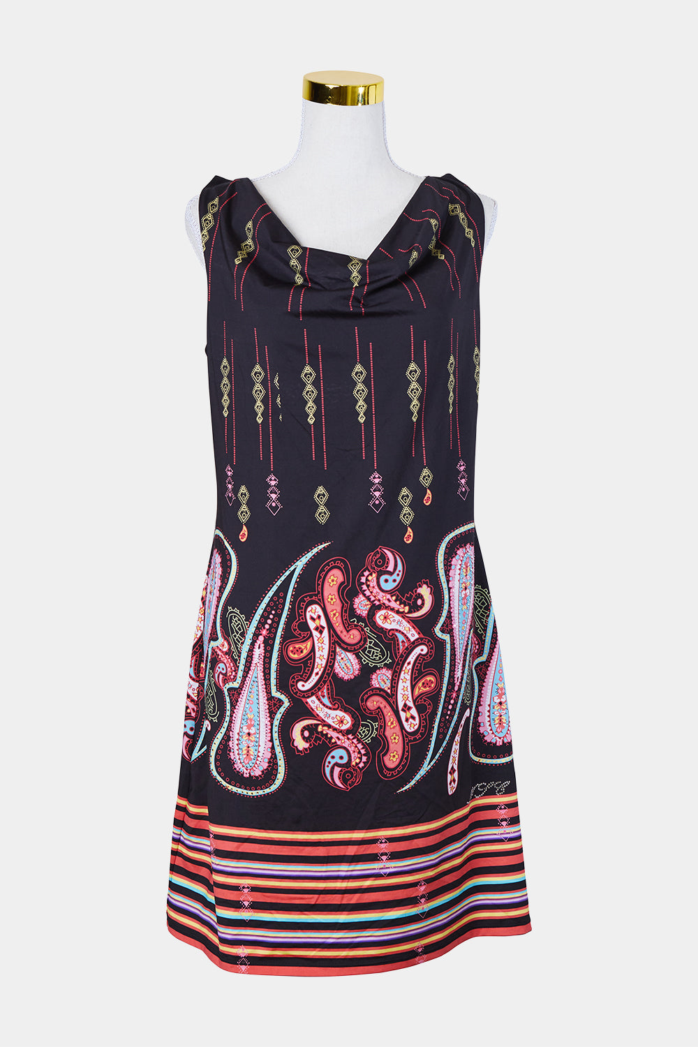 Nsc Studio Collection Black Rhinestone Pattern Slinky Dress