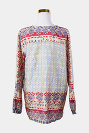 Johnny Was Pattern, Multi Button Down Silk Blouse