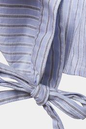 Calvin Klein Jeans Pale Blue Stripe Pattern Cold Shoulder Blouse