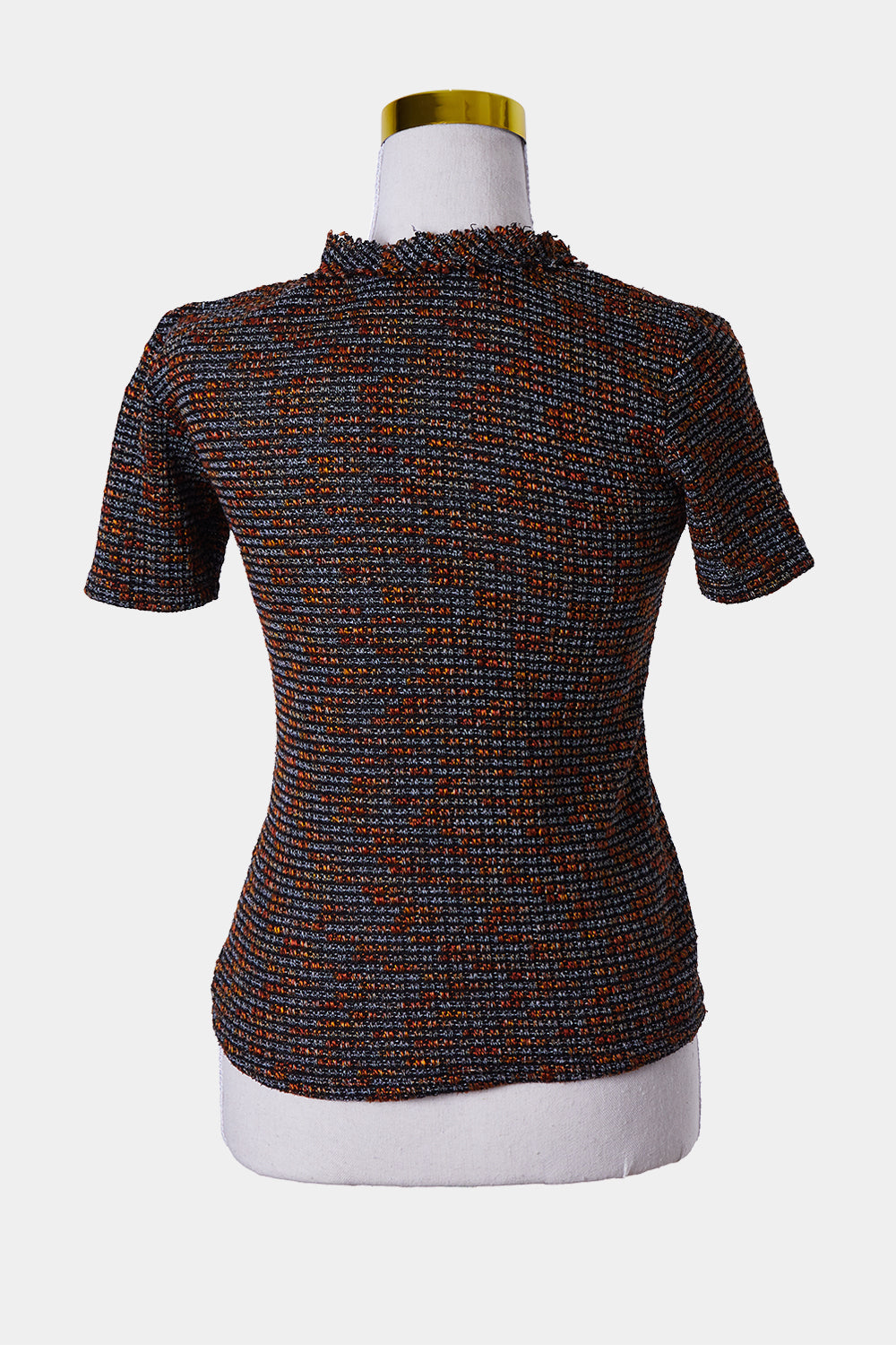 ZARA Orange and Black Hgh Neck Knit Top