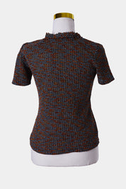 ZARA Orange and Black Hgh Neck Knit Top