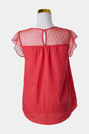 BASQUE Red Lace Neck Detail Top