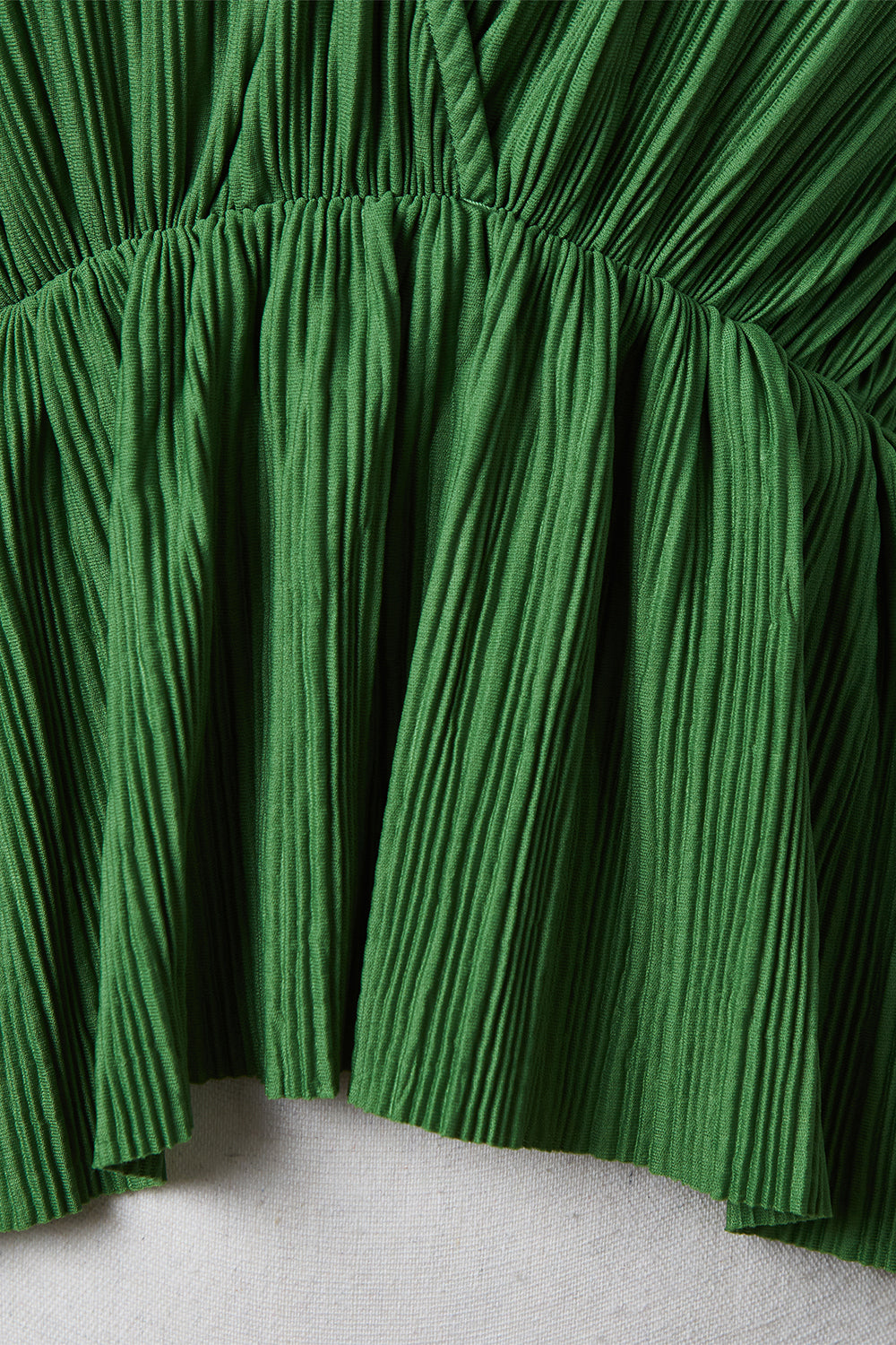 ZARA Green Gathered Waist Pleat Top