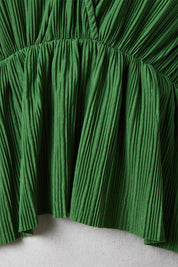 ZARA Green Gathered Waist Pleat Top