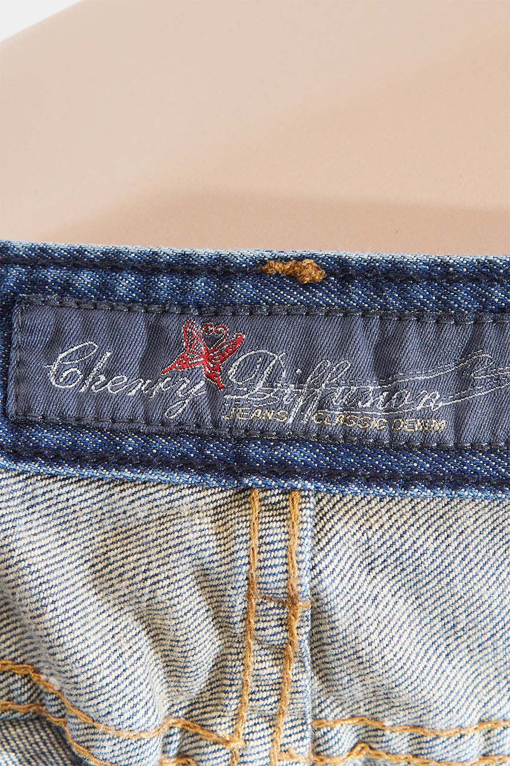 Cherry Diffusion Blue Low Rise Distressed Jeans