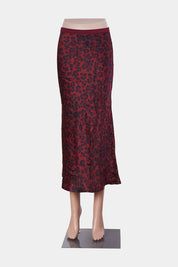 Anine Bing Burgundy Leopard Print Bias Slip Skirt