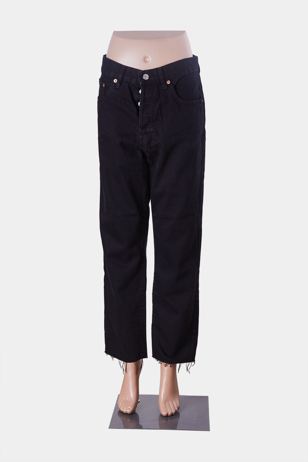 MNG Black High Waisted Button Fly Mom Jeans