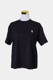 PLAYBOY Black Embroidered Logo T Shirt