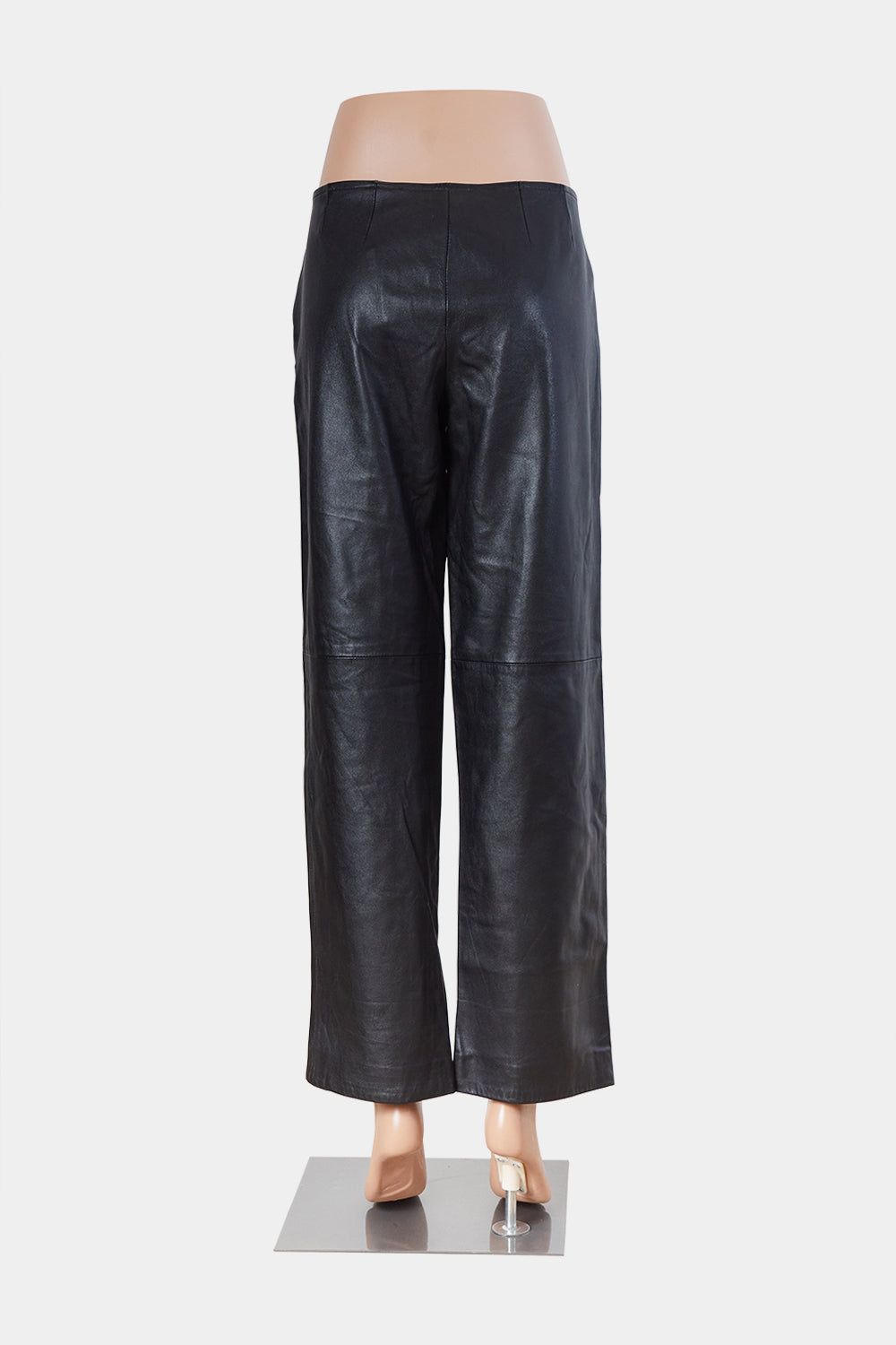Outdoor Fashion Terminal Black Faux Leather Low Rise Kick Flare Pants