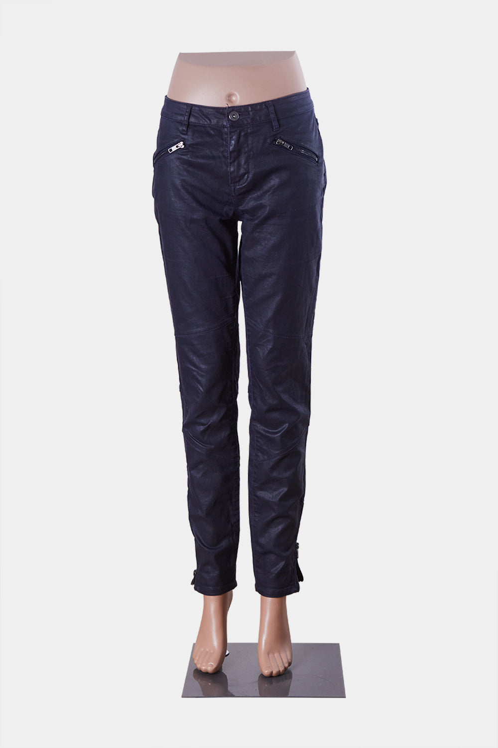 Country Road Navy Coated Low Rise Biker Skinny Jeans