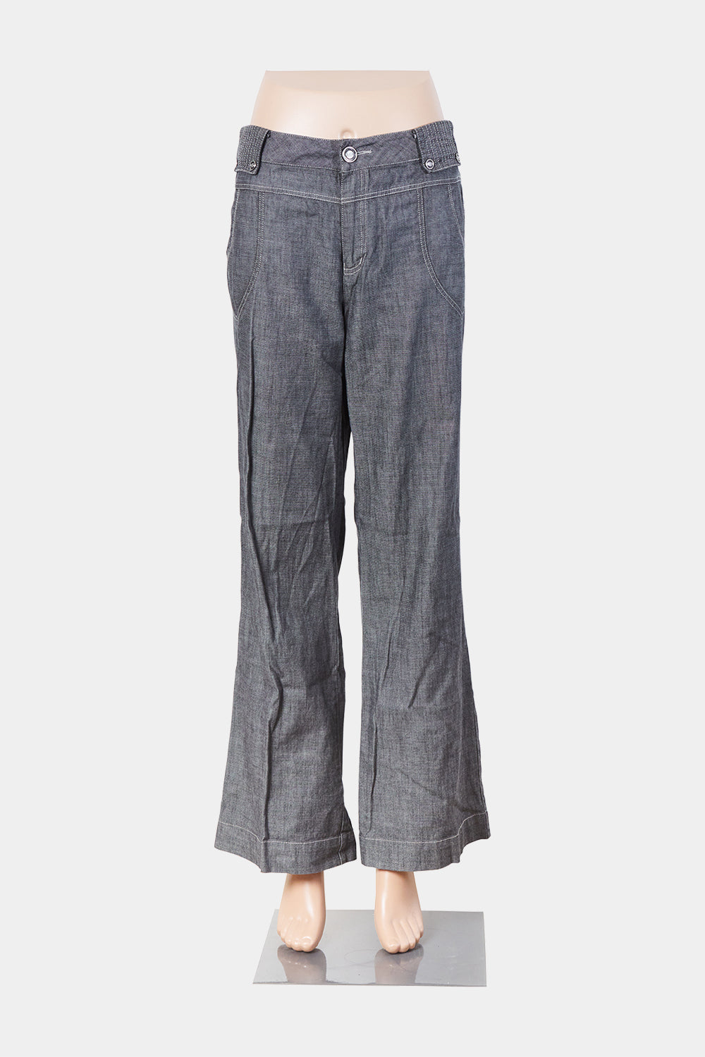 MOONWOMEN Grey Low Rise Utility Pants