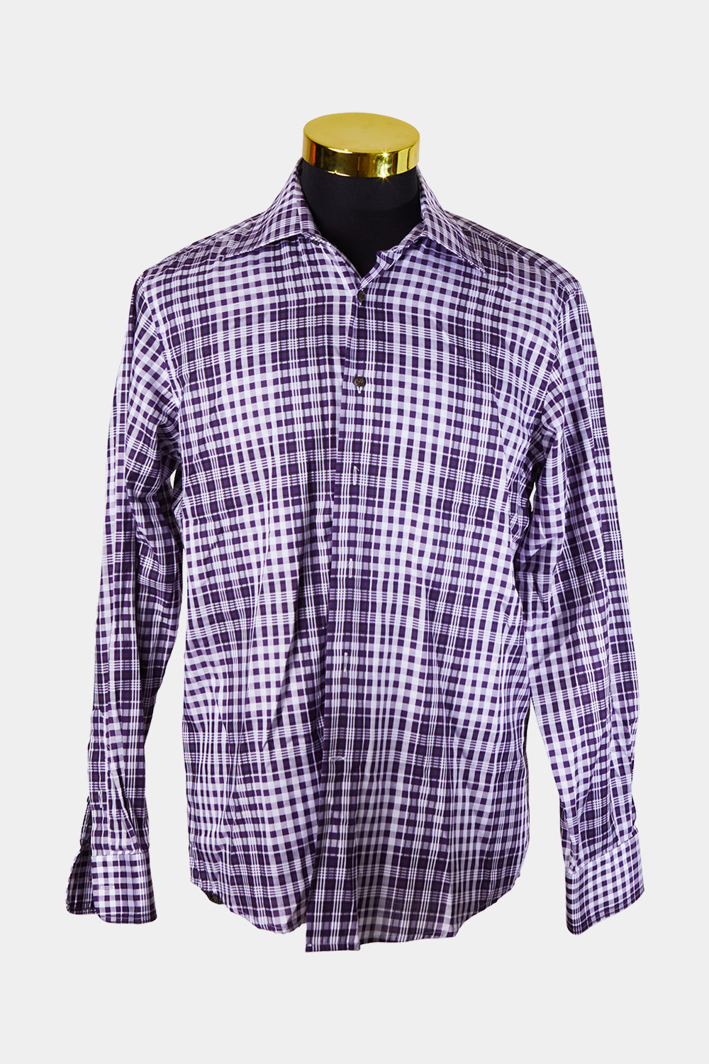 Etro Milano Dark Purple Plaid Button Down Shirt