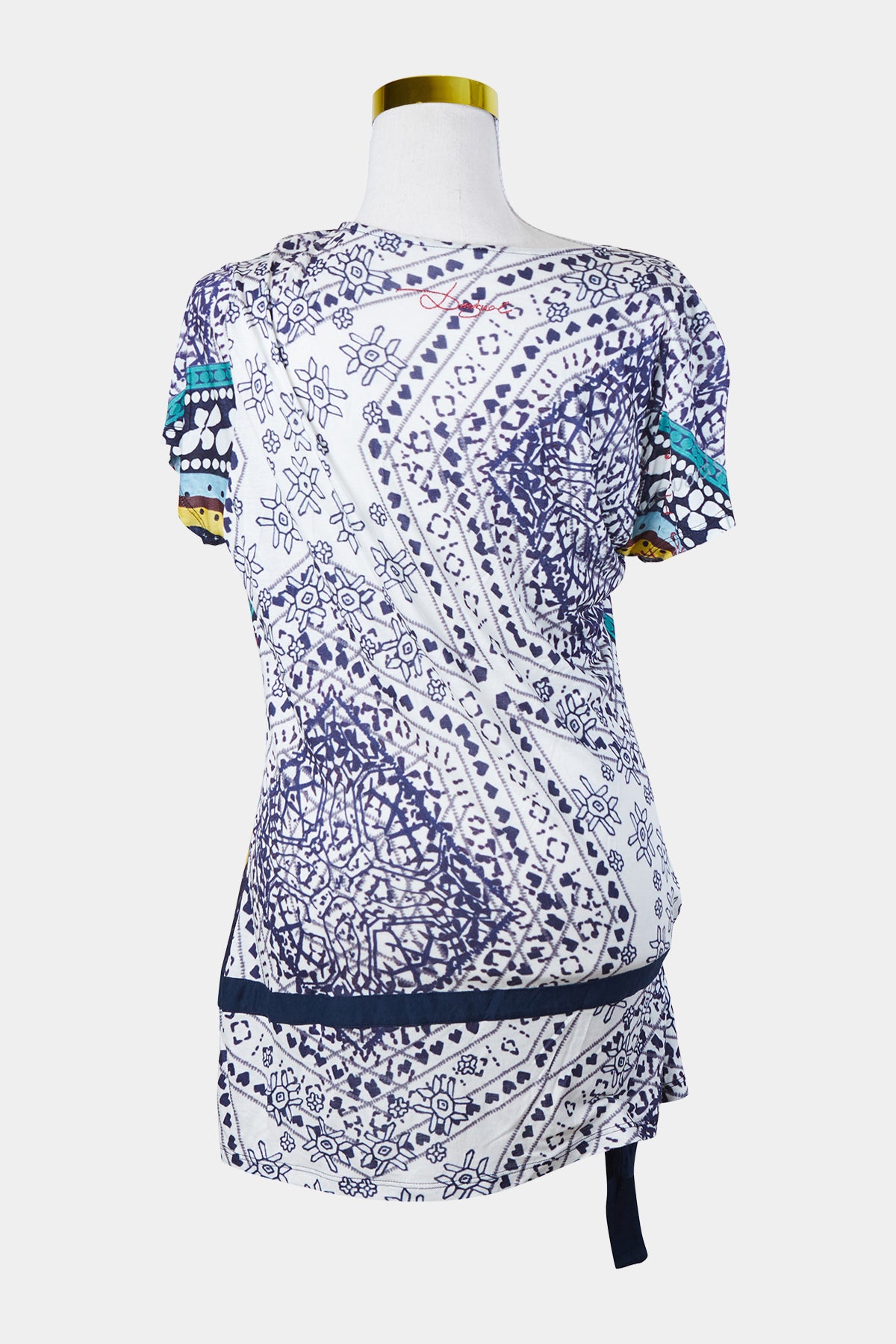 DESIGUAL Navy and White Drape Feature Mini Dress