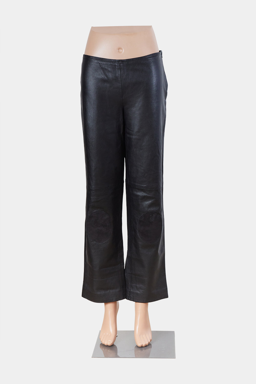 Outdoor Fashion Terminal Black Faux Leather Low Rise Kick Flare Pants
