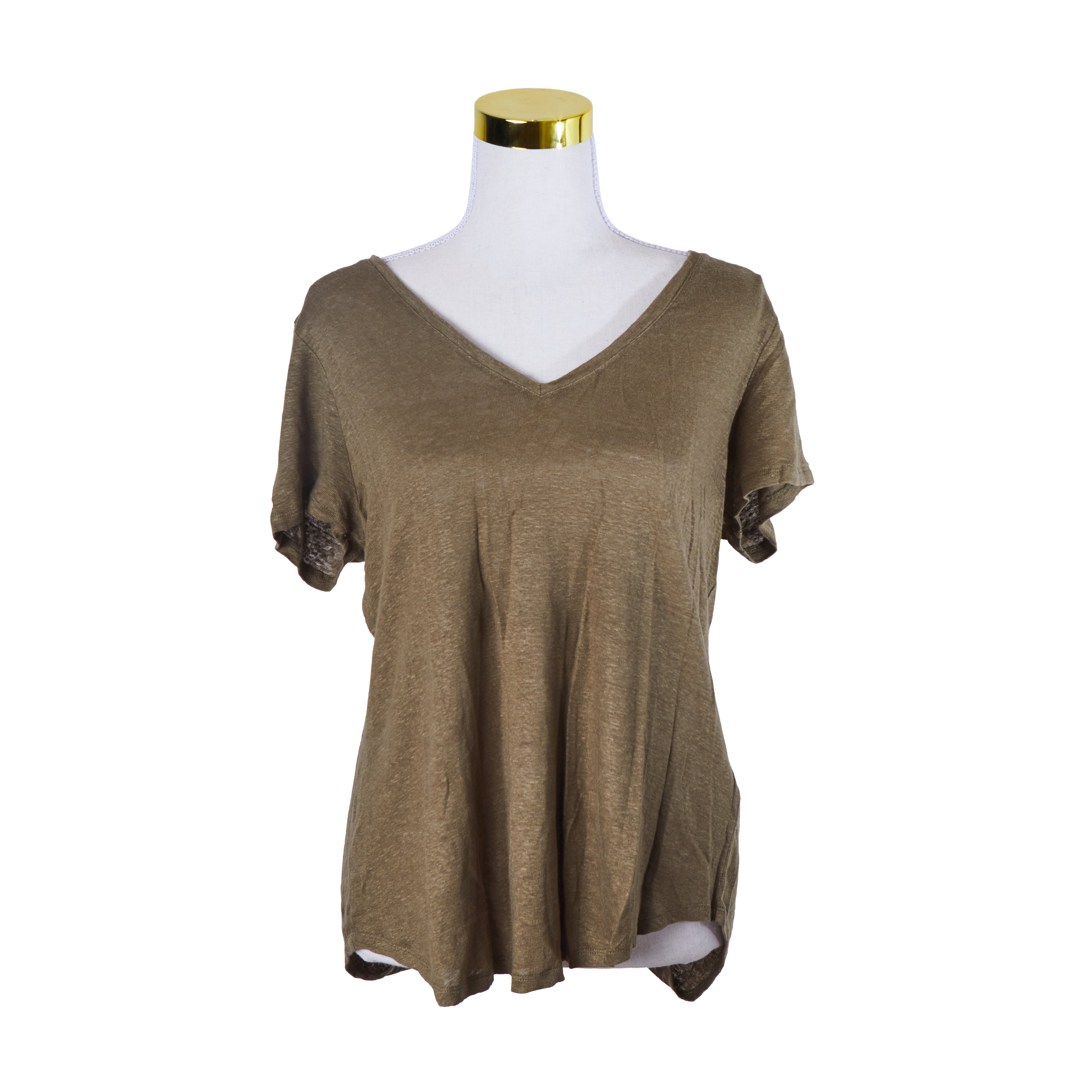 WITCHERY Khaki Loose Linen T Shirt