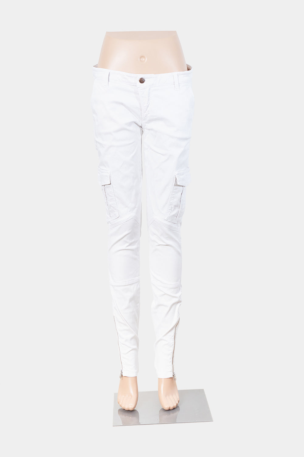 Hunky Dory White Low Rise Cargo Detail Pants