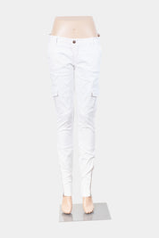 Hunky Dory White Low Rise Cargo Detail Pants