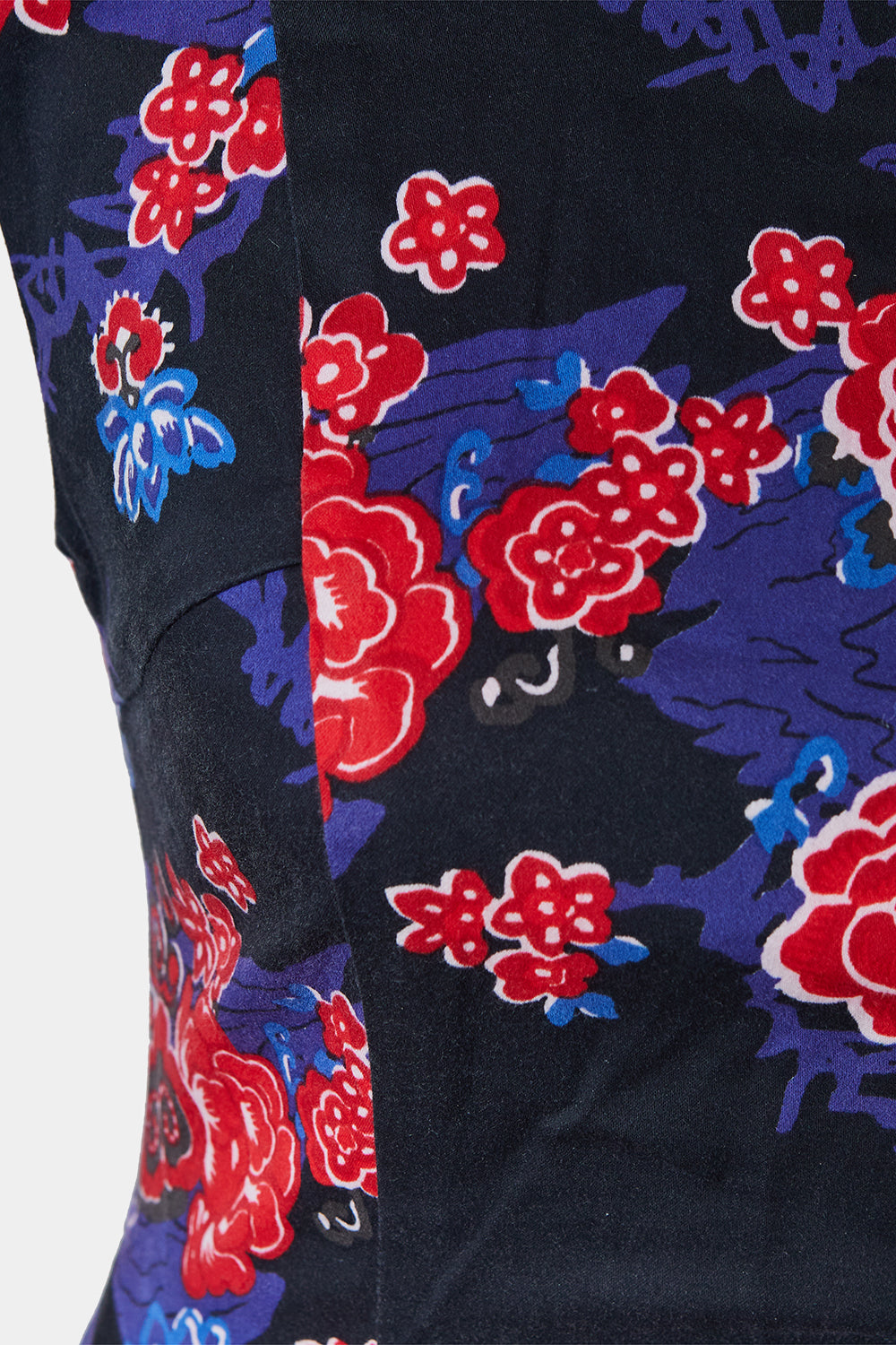 French Connection Blue, Red, Black Panel Detail Midi Dress