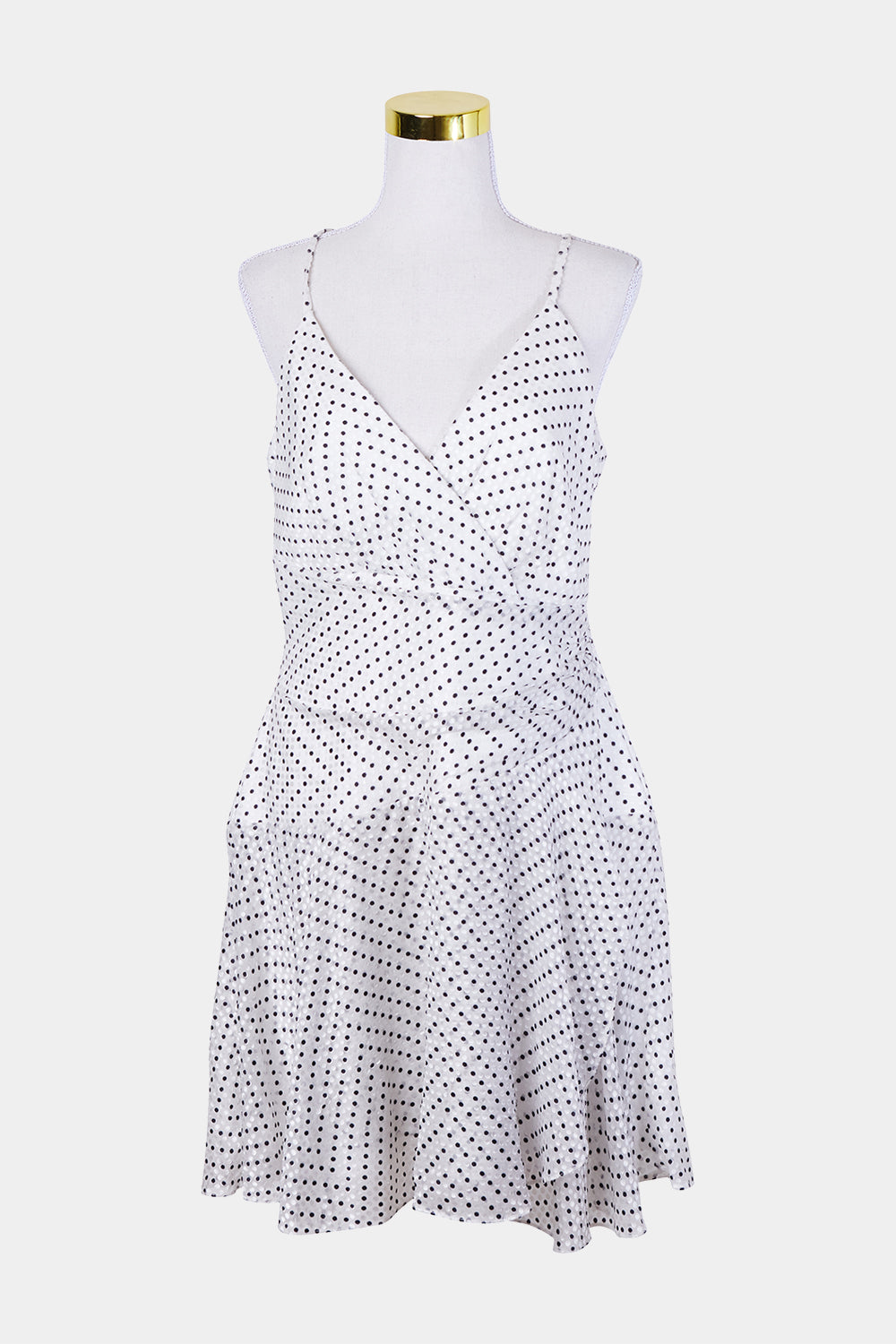 forever new white mini dress Forever New White Polkadot Flocked Mini Dress – Circular Clothing Co