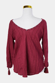 HOLLISTER Burgundy Tie Front Boho Blouse