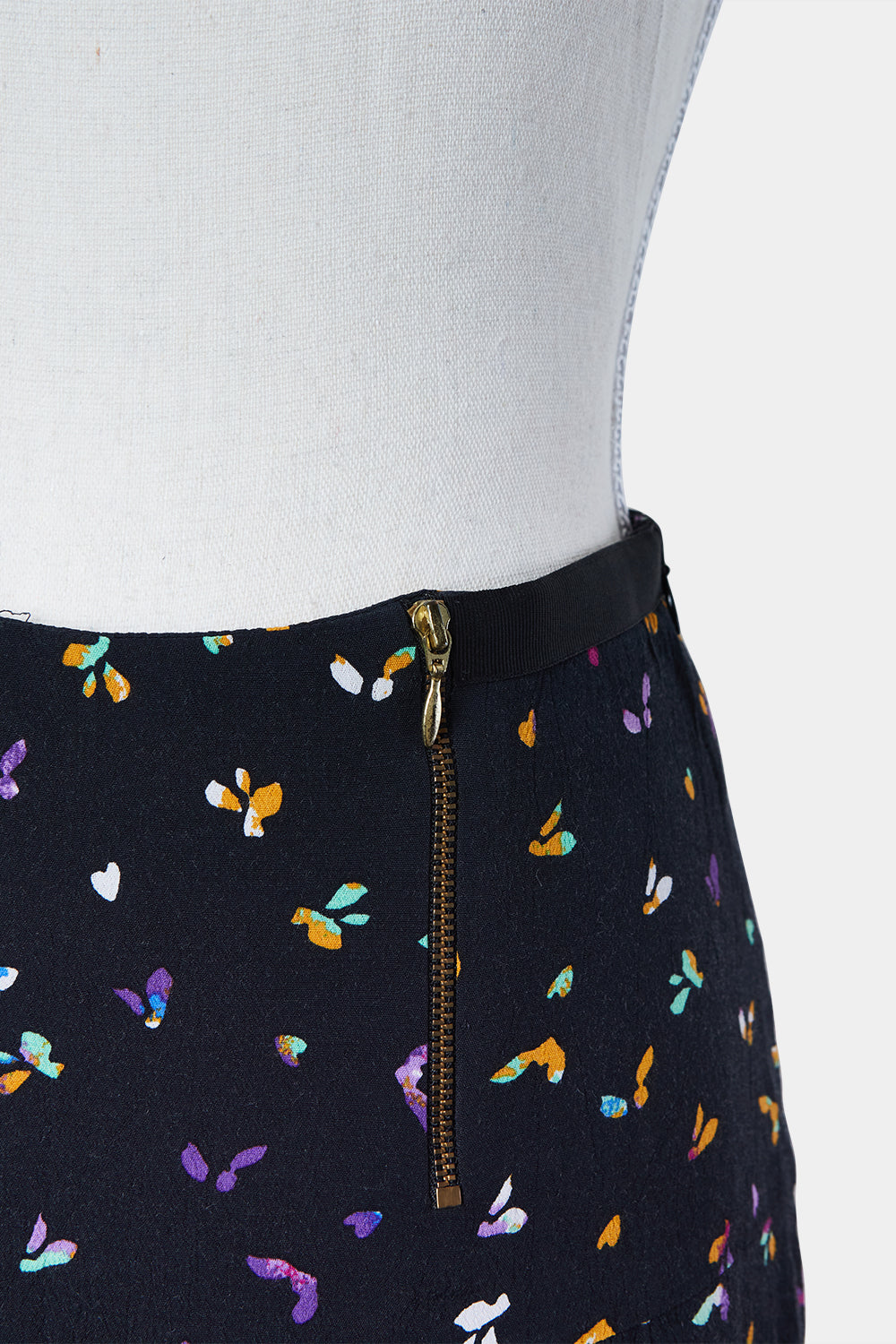 KOOKAI Navy Print Zip Detail Skirt