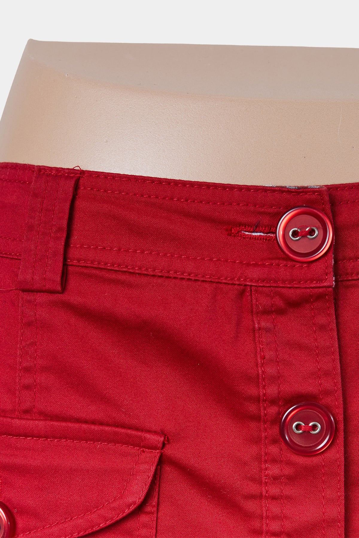 Trent Nathan Red Button Down Midi Skirt