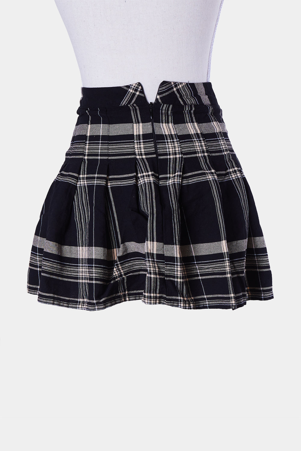 FACTORIE Black and White Tartan Skater Skirt