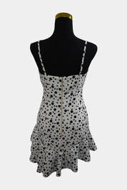 PILGRIM White, Black Polka Dot Frill Dress