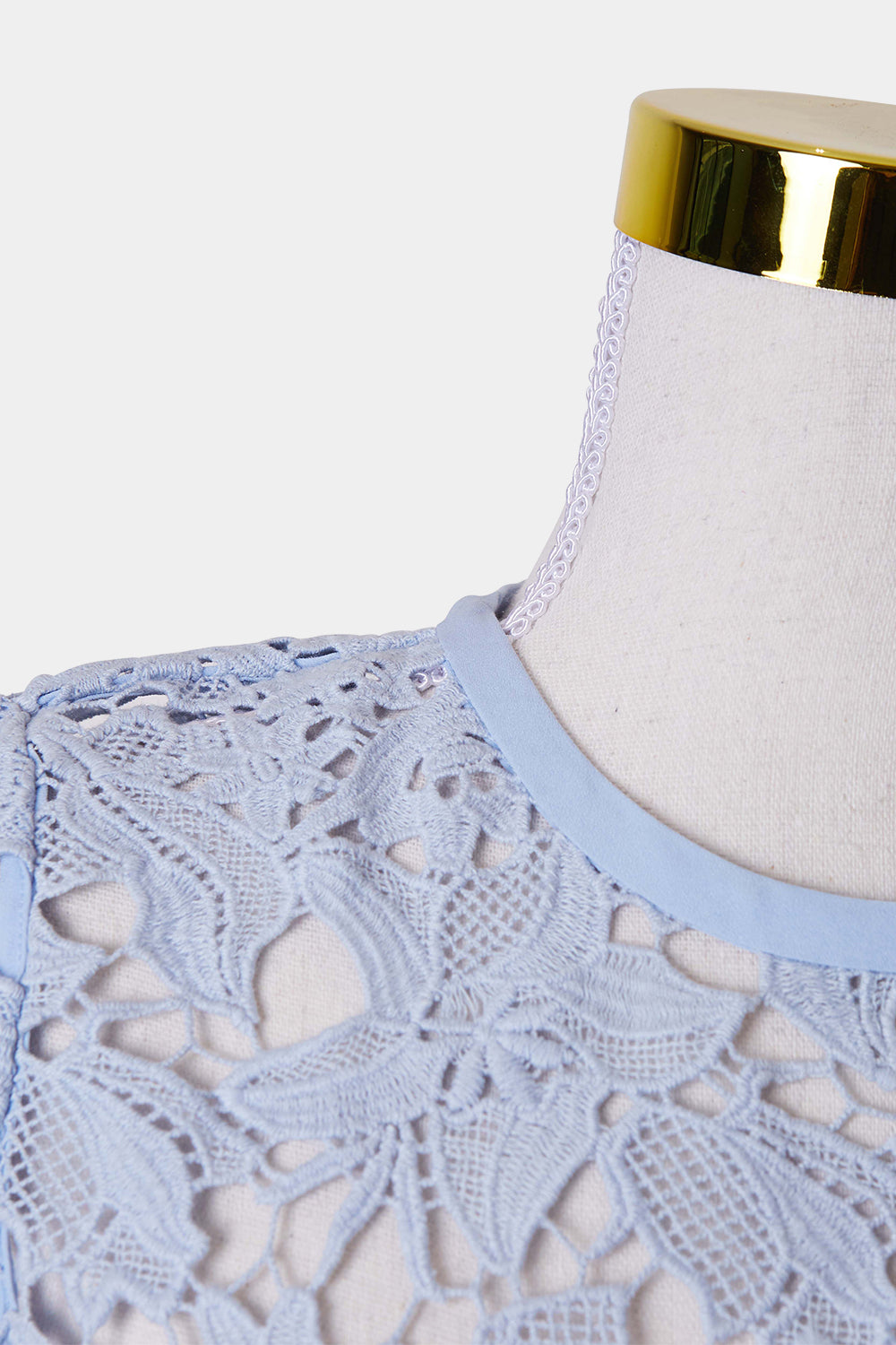 WITCHERY Light Blue Lace Short Sleeve Blouse