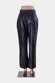 Princess Polly Black Faux Leather Pintuck Trouser