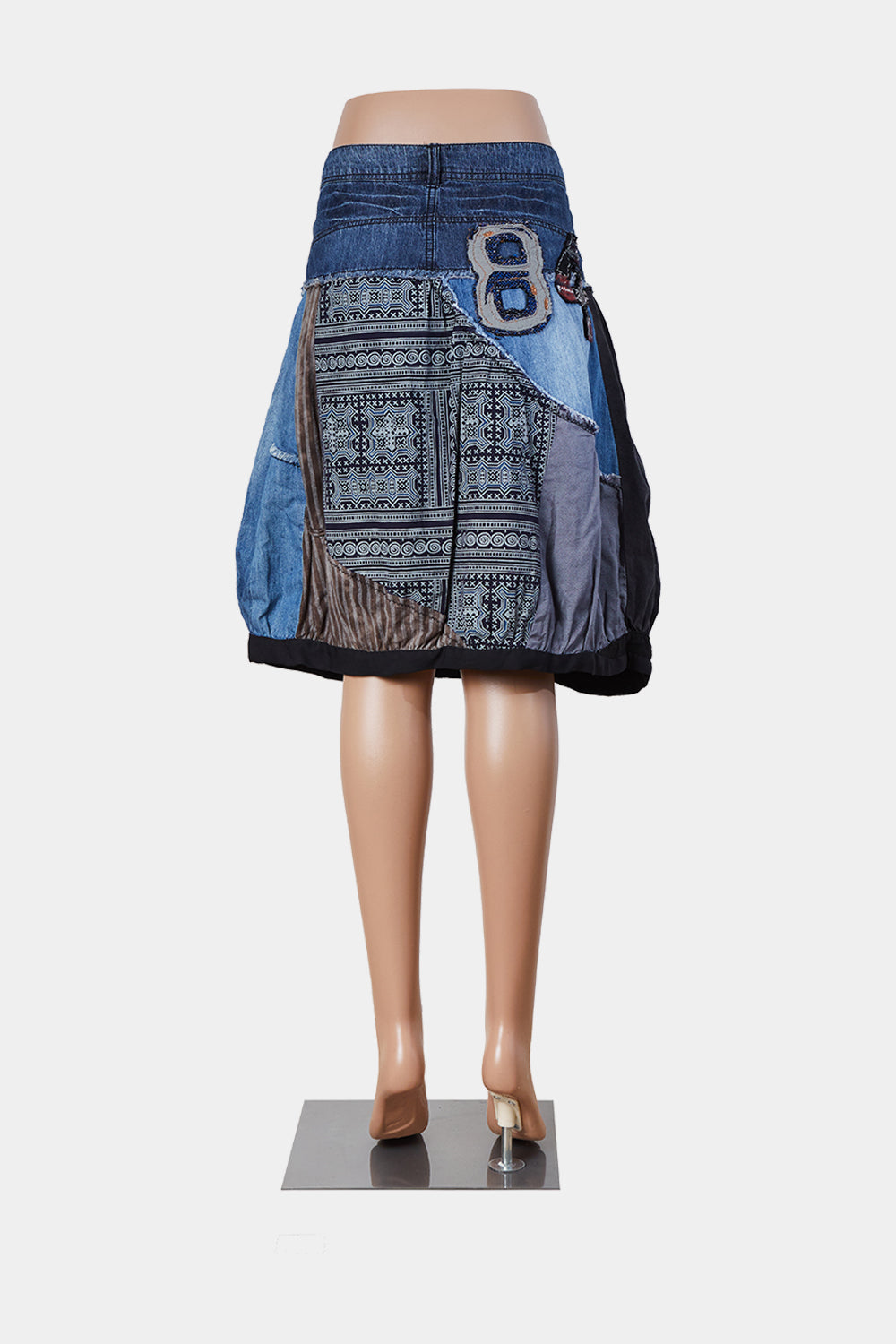 DESIGUAL Blue Denim Patchwork Skirt