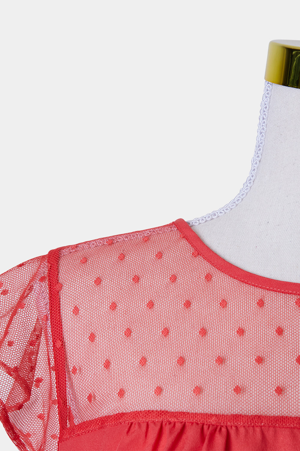 BASQUE Red Lace Neck Detail Top