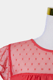 BASQUE Red Lace Neck Detail Top