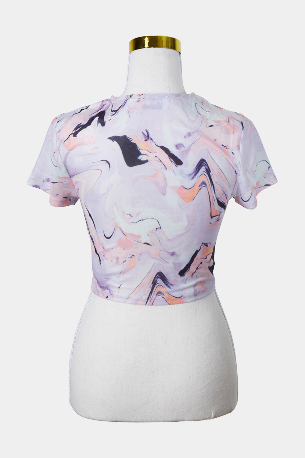 TWINN Purple Marble Print Mesh T Shirt