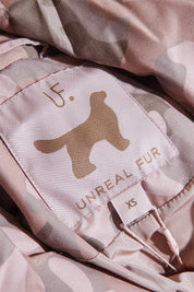 Unreal Fur Pink and Brown Camouflage Puffa Jacket