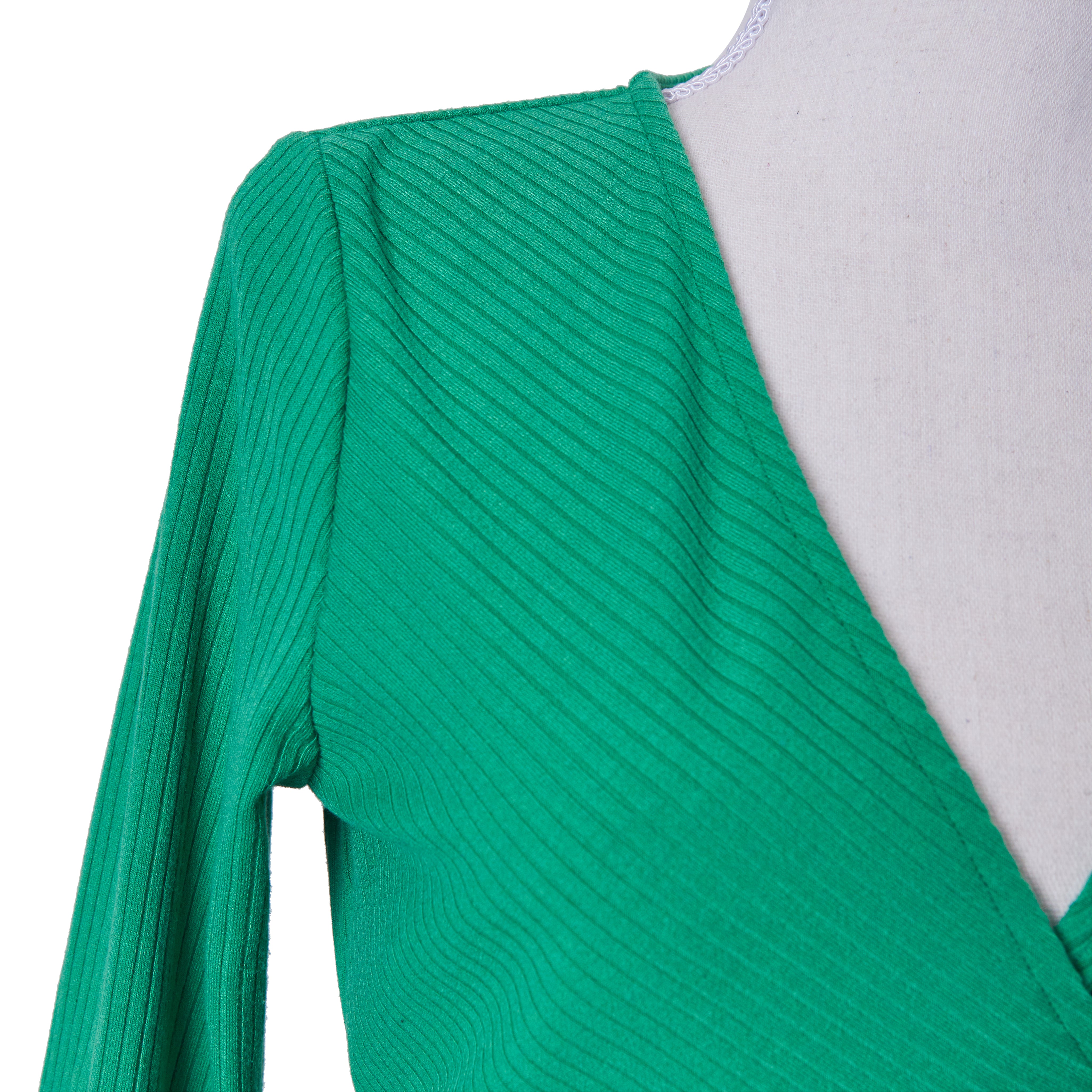 Forever New Green Long Sleeve Wrap Dress with Cut Out