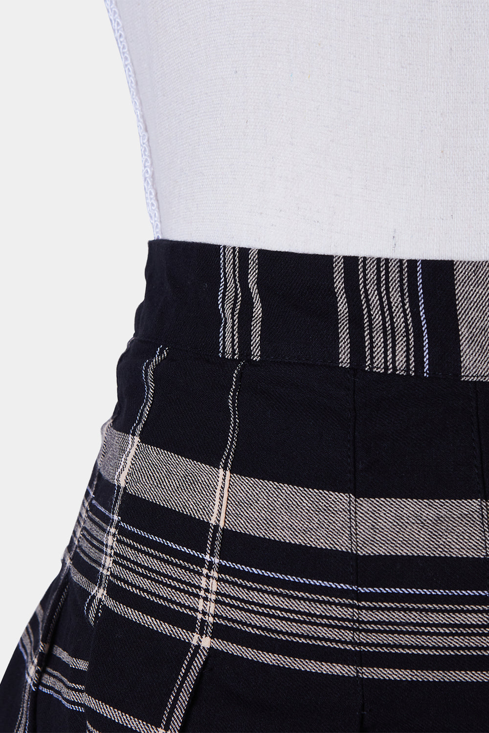 FACTORIE Black and White Tartan Skater Skirt