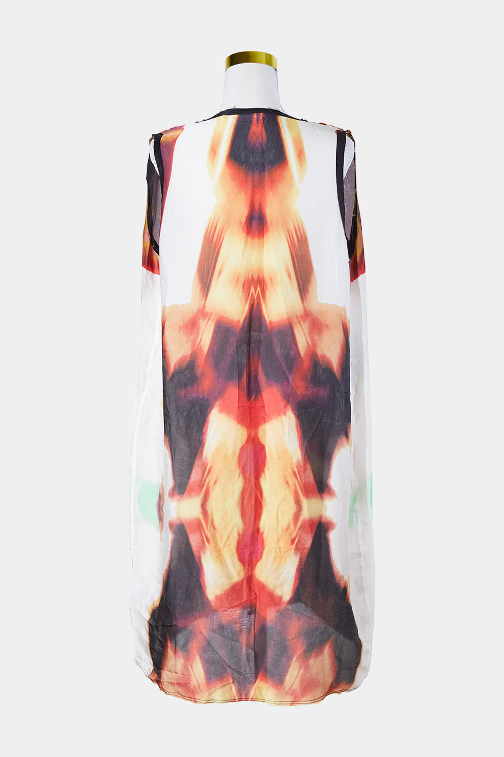 MORRISON White, Burgundy, Orange Silk Sleeveless Shift Dress