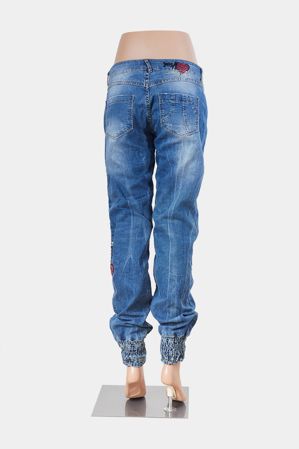 DESIGUAL Blue Denim Embroidered Low Rise Jeans