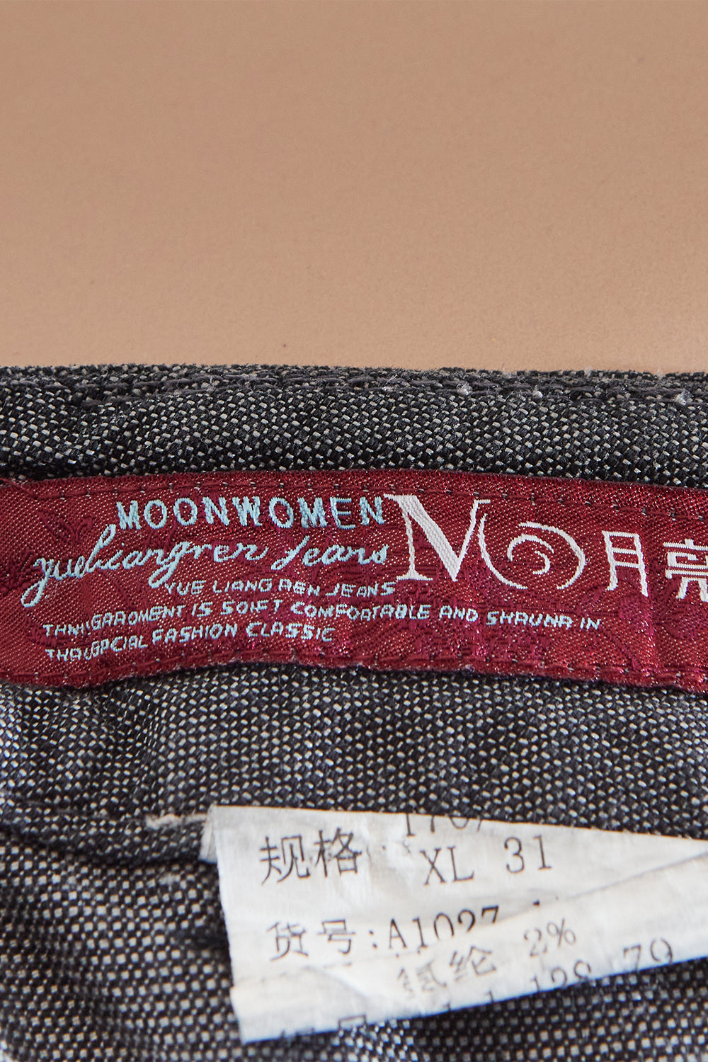 MOONWOMEN Grey Low Rise Utility Pants