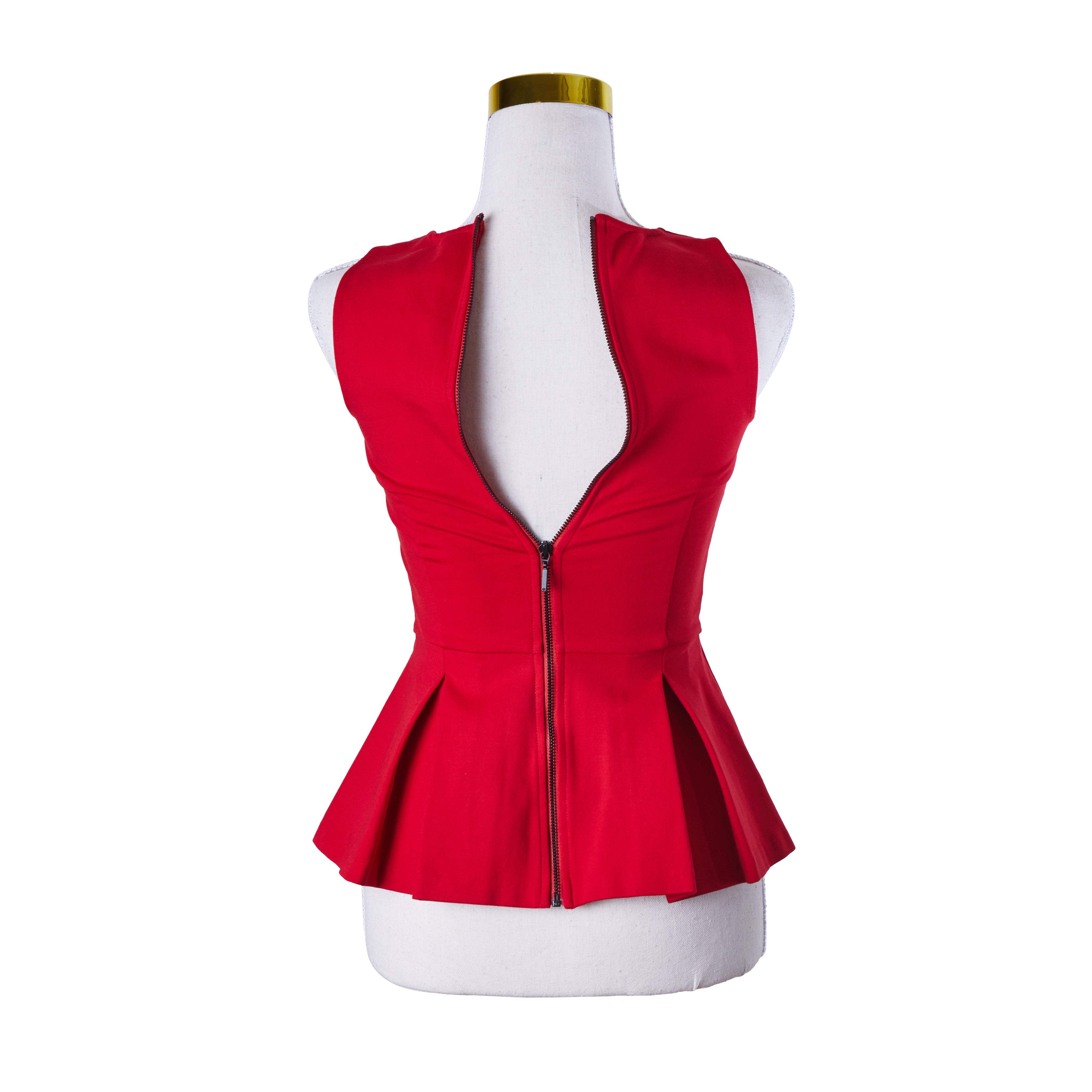Armani Exchange Red Sleeveless Peplum Top