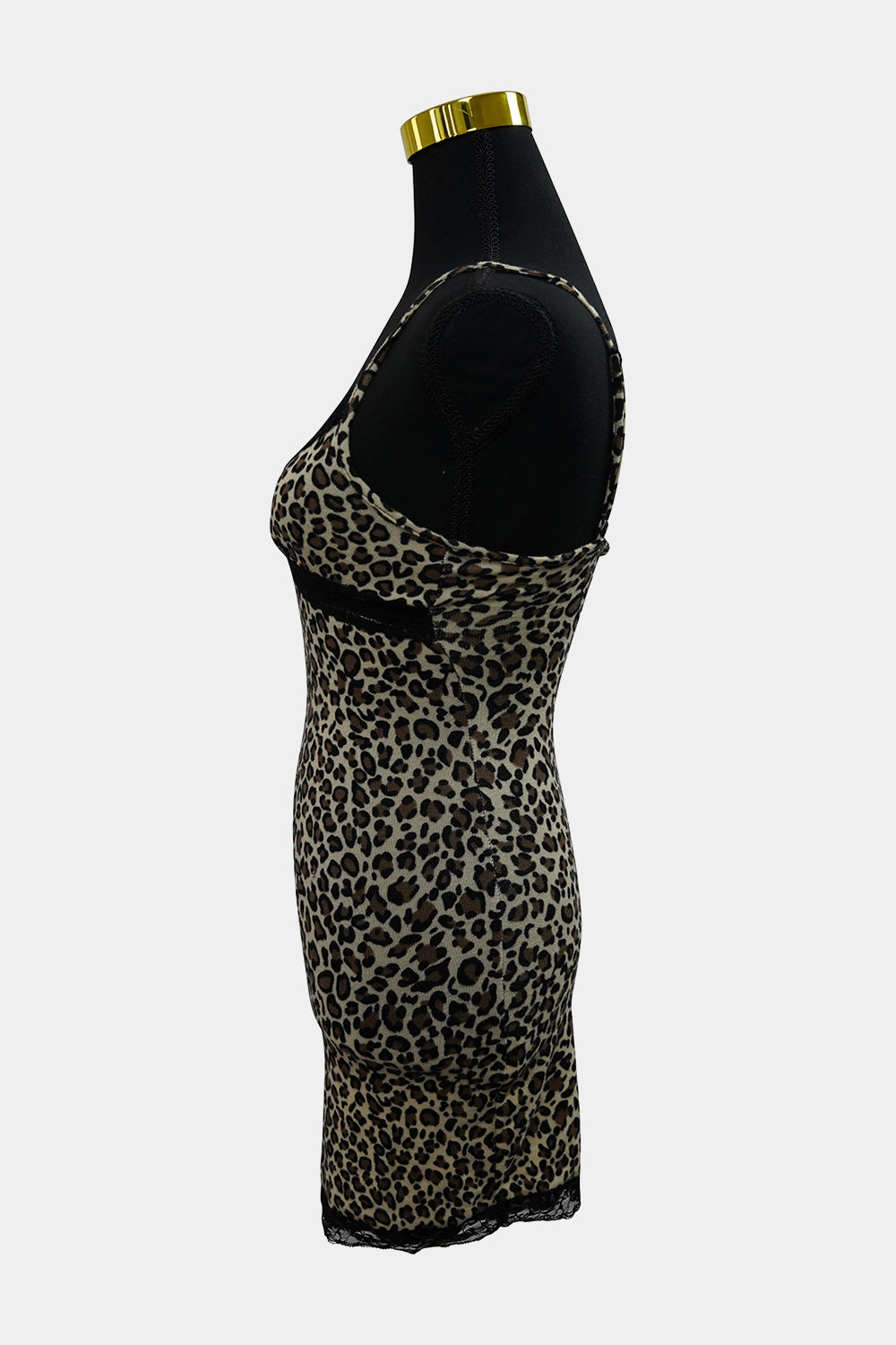SHEIN Leopard Mini Dress with Lace Trimming