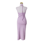 Viktoria And Woods Lilac Spaghetti Strap Halter Midi Dress
