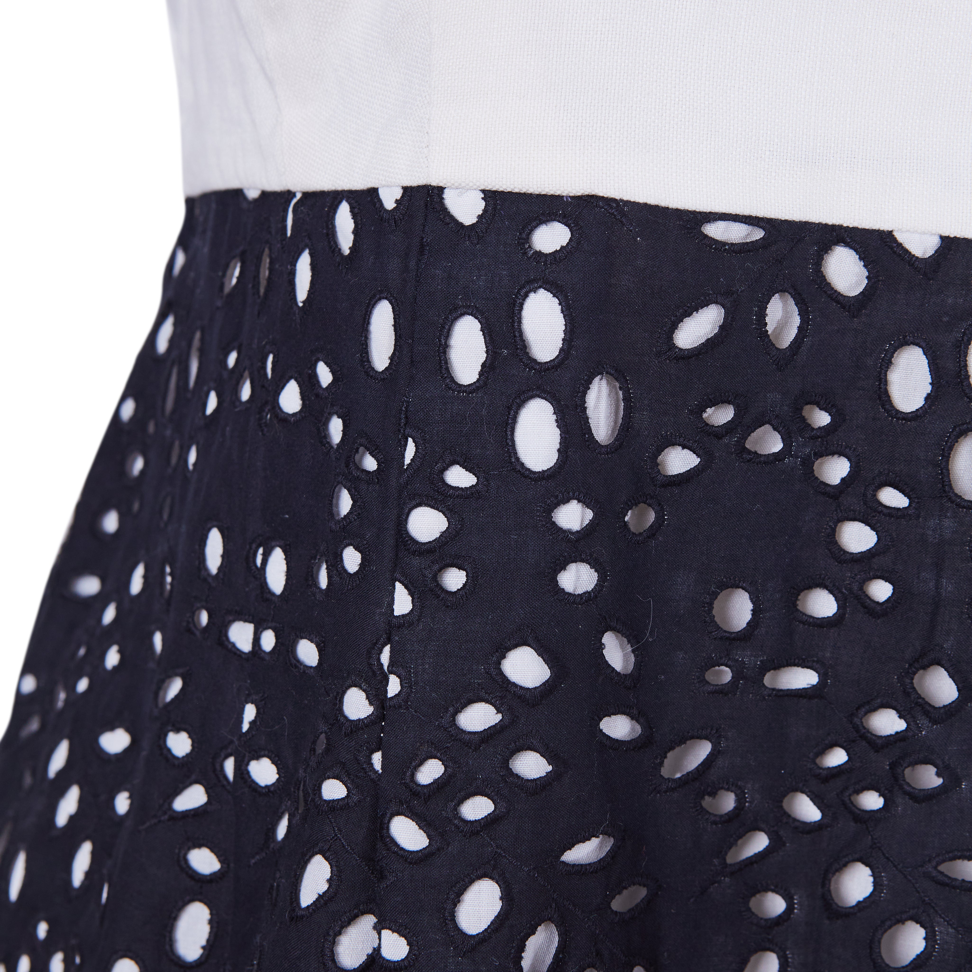 Anna Thomas Navy and White Sleeveless Fit and Flare Dress