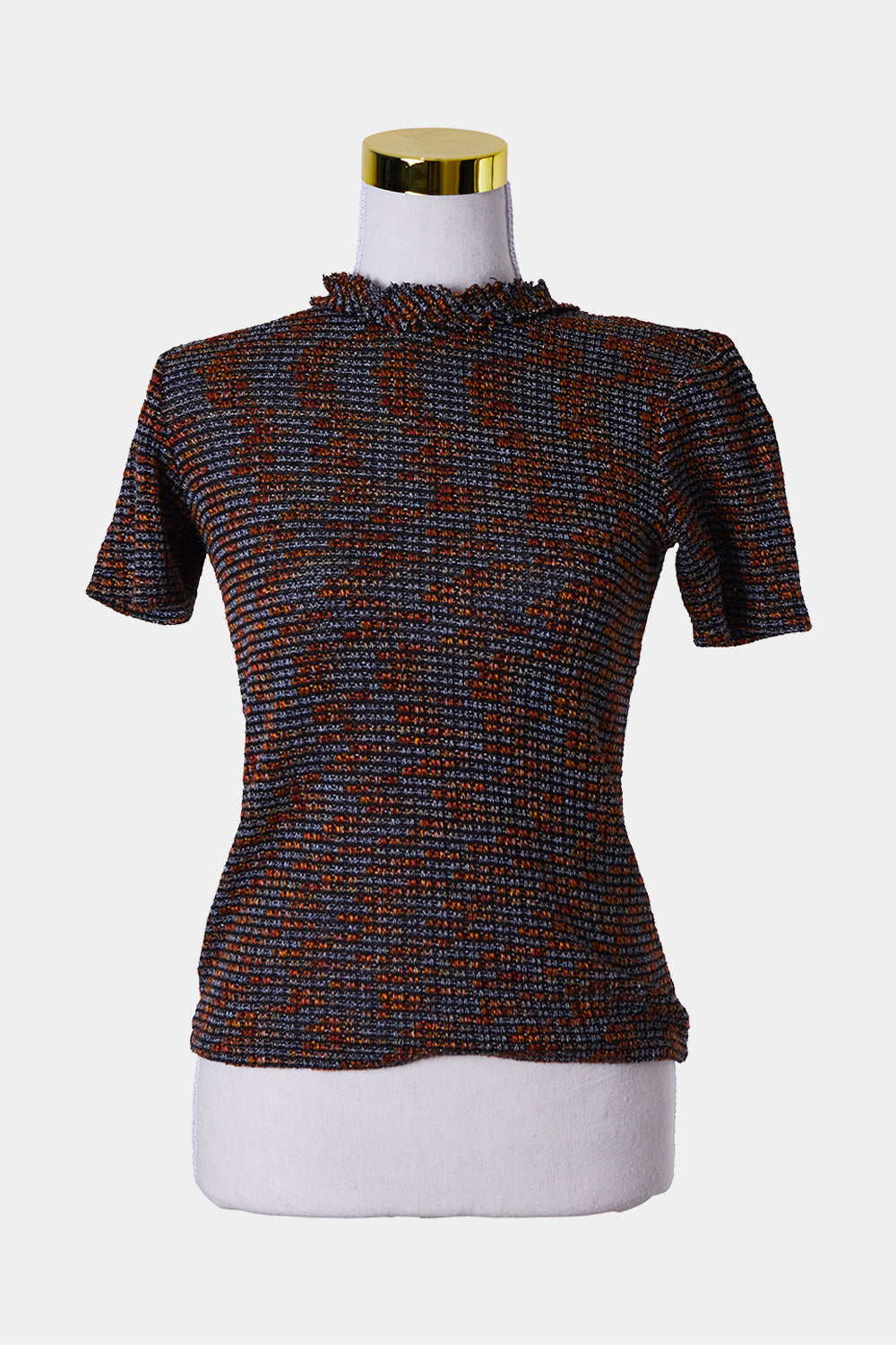 ZARA Orange and Black Hgh Neck Knit Top