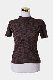 ZARA Orange and Black Hgh Neck Knit Top