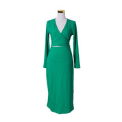 Forever New Green Long Sleeve Wrap Dress with Cut Out