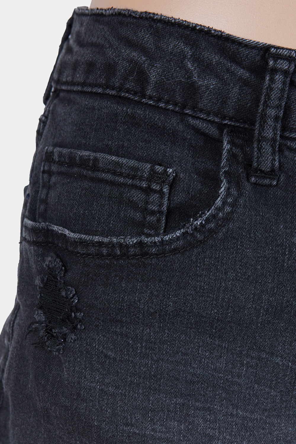 Assorted Brands Black Hi Rise Distressed Denim Shorts